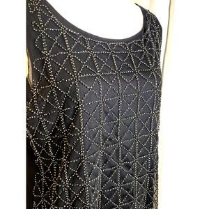 NWT Chico's black beaded tank chiffon date office wedding guest professional top